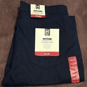 Men's Navy Straight Fit 5-Pocket Pants